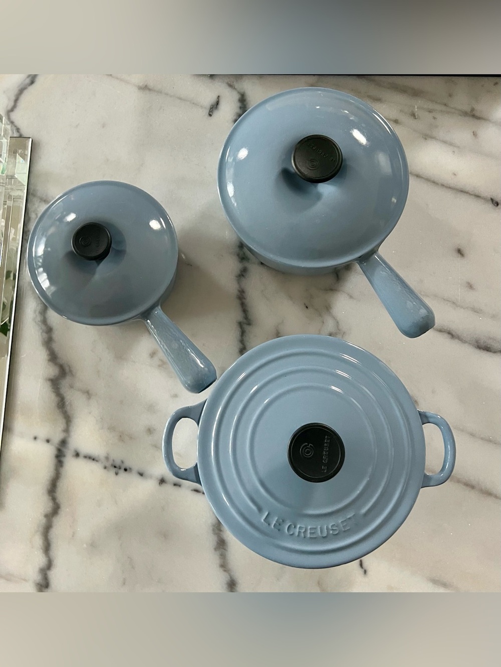 Rare Vintage Le Creuset Sky Blue | 3-Piece Cast-Iron Set